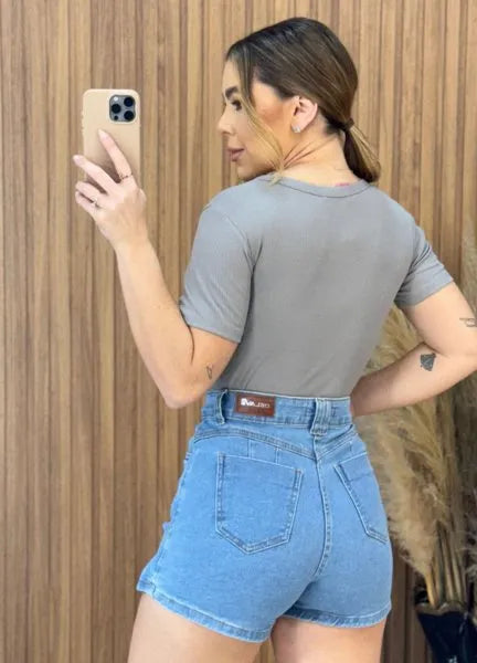 Short/Saia Jeans Amanda - Lavagem Média