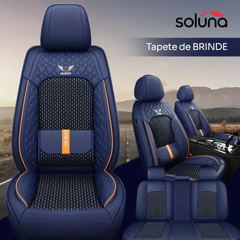 Capa para Banco de Carro Completa em Couro Legítimo Universal Italian + BRINDE: Tapete Completo