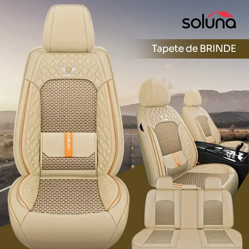 Capa para Banco de Carro Completa em Couro Legítimo Universal Italian + BRINDE: Tapete Completo