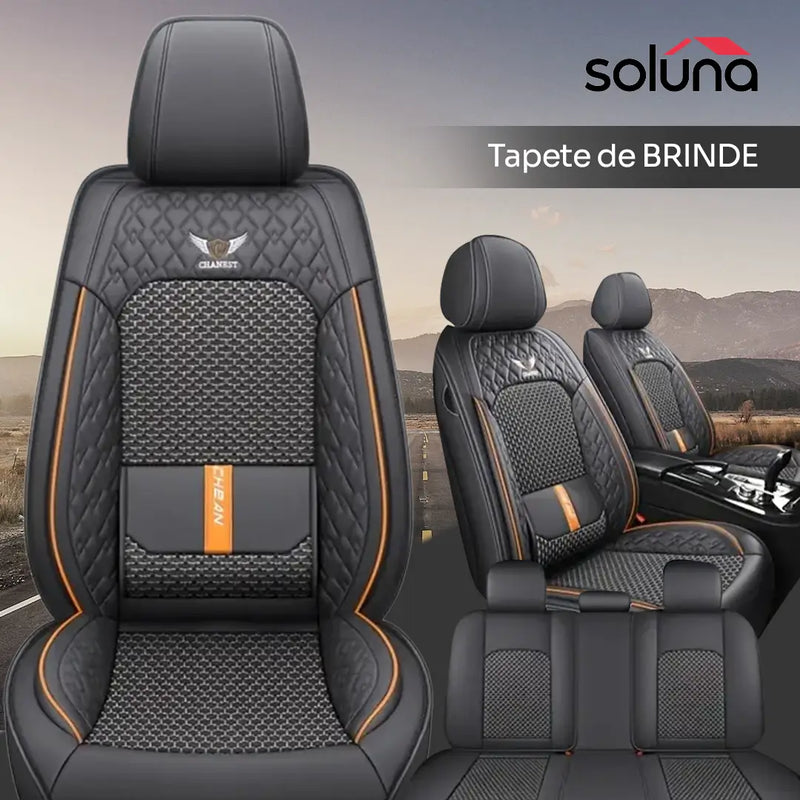 Capa para Banco de Carro Completa em Couro Legítimo Universal Italian + BRINDE: Tapete Completo