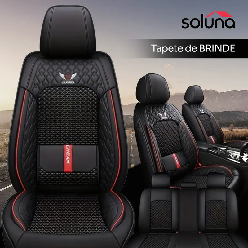 Capa para Banco de Carro Completa em Couro Legítimo Universal Italian + BRINDE: Tapete Completo