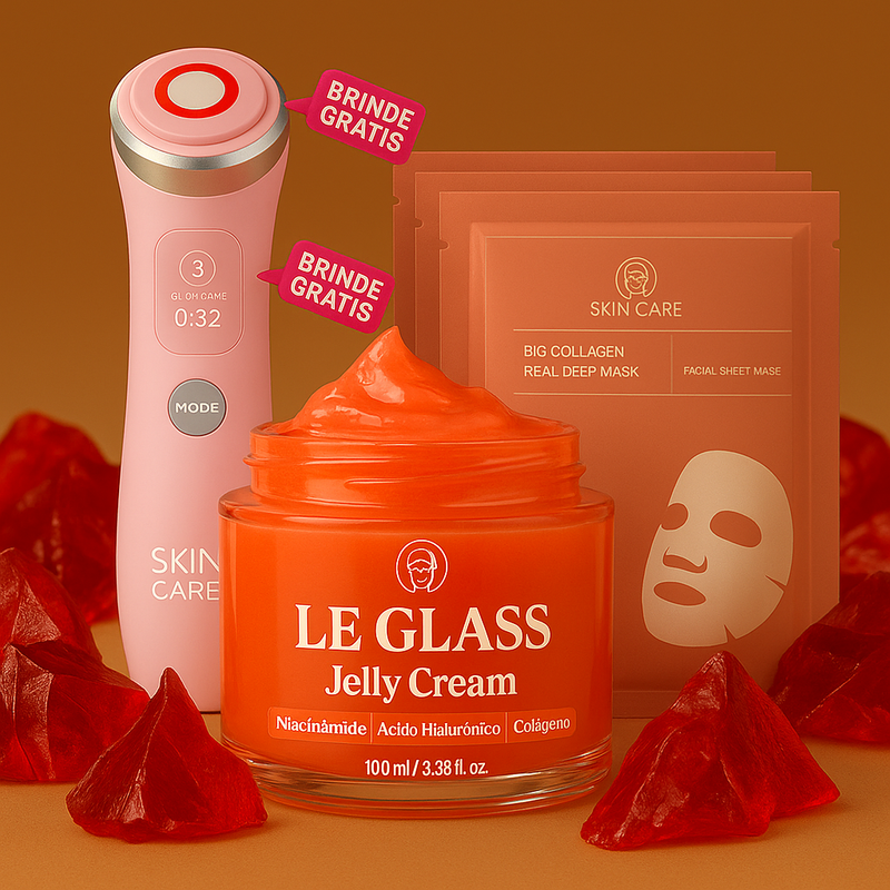 Skin Care 6 em 1 + BRINDE GRÁTIS: 5 COLLAGEN MASKS + 1 LE GLASS JELLY CREAM
